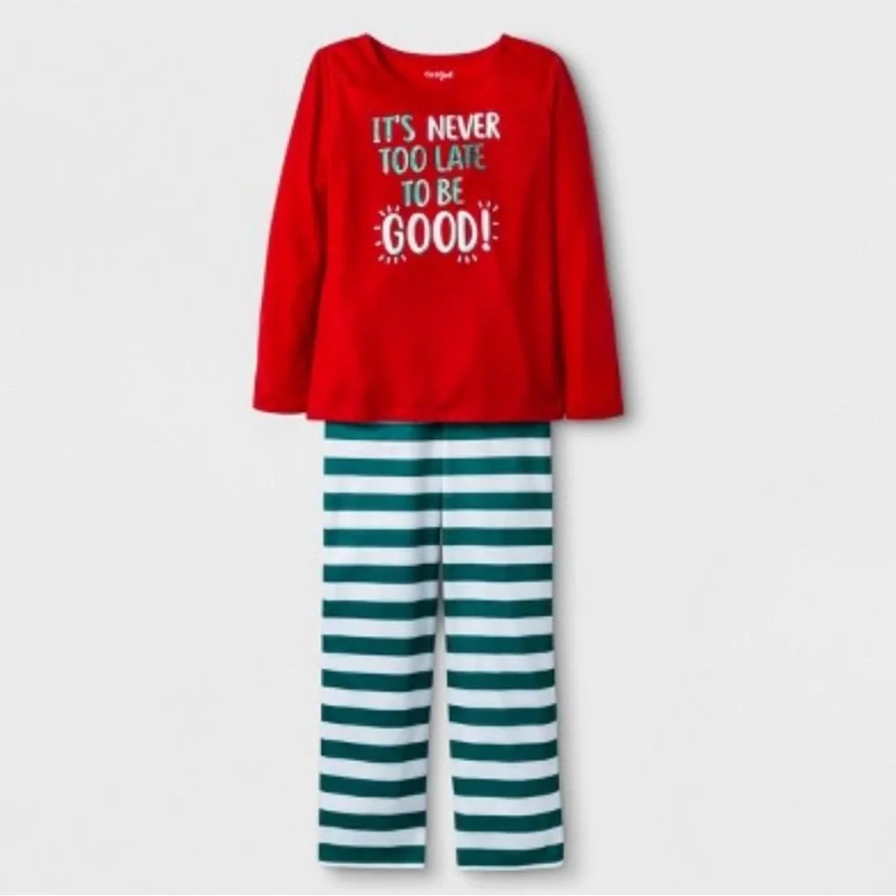 Cat & Jack Girls' Long Sleeve It's Never too late to be good PJs XL (14/16)